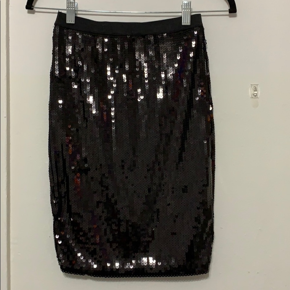 Black Sequin Pencil Skirt